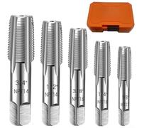 Glewi Lot de 5 tarauds NPT en acier au carbone, outils manuels de réparation de filetage avec tailles 1/8, 1/4, 3/8, 1/2, 3/4" pour créer et restaurer des filetages dans les tuyaux (A)