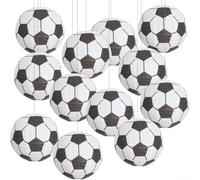 Glewi Lot de 6 lanternes en papier de 20,3 cm en forme de ballon de football, décorations à suspendre pour bar de sport (20,3 cm - 12 pièces)