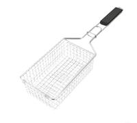 Glewi Panier de barbecue profond en acier inoxydable avec couvercle verrouillable, grille de cuisson anti-adhésive pour poissons et légumes, outil de cuisine de camping en plein air
