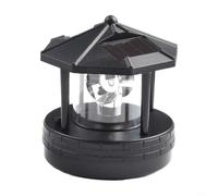 Glewi Phare solaire de jardin, rotatif à 360°, lampe de pelouse avec 2 panneaux, étanchéité IP44, marche/arrêt automatique pour décoration de cour, rouge (noir)