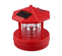 Glewi Phare solaire de jardin, rotatif à 360°, lampe de pelouse avec 2 panneaux, étanchéité IP44, marche/arrêt automatique pour décoration de cour, rouge (rouge)