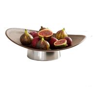 Glewi Plateau à fruits en bois, bol décoratif ovale en forme de bateau, plateau de service portable pour salon, décoration de table moderne (marron)
