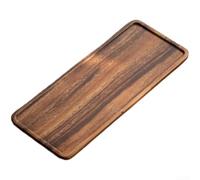 Glewi Plateau à thé minimaliste en bois de noyer - Gongfu chinois antidérapant - 25 x 12 cm (grand rectangle)