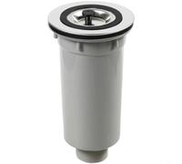 Glewi Siphon d'évier de cuisine en acier inoxydable 115 mm avec panier en polypropylène, joint d'eau anti-odeur et filtre à 3 couches pour ouvertures de 87 à 95 mm, gris