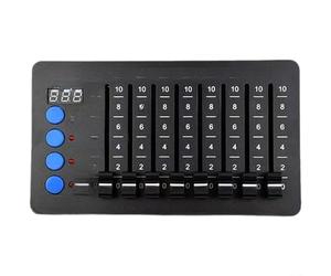 GLFLOW Contrôleur DMX512 rechargeable à 32 canaux, console d'éclairage de scène avec double, 8 faders pour événements, boîtier en métal avec ports XLR et RJ45