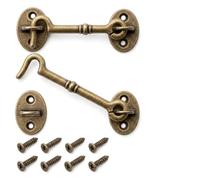 GLFLOW Crochet de cabine et loquet à œillet en laiton massif, pour fenêtre, abri de jardin, clôture, portail, armoire, placard (A-22,5 cm)