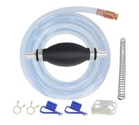 GLFLOW Kit de pompe à siphon manuelle bleue, 20,6 m, tuyau de 1,6 cm avec turluteur en laiton et design anti-torsion pour transfert d'huile