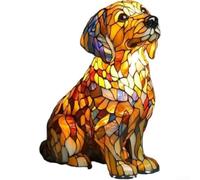 GLFLOW Lampe LED pour chien labrador faite à la main en résine avec lueur chaude pour chevet ou salon Multicolore 17 x 15 cm (éclairage chien C)