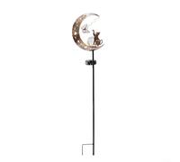 GLFLOW Lampe solaire de jardin en forme de chat et de lune, lampe d'extérieur décorative à énergie solaire pour terrasse, allée ou parterre de fleurs, installation facile