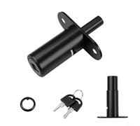 GLFLOW Loquet de porte coulissante en alliage de zinc noir pour porte coulissante de jardin, loquet à pousser pour portes d'armoire ou en bois, sécurisé avec clés (J)