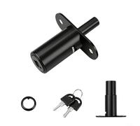 GLFLOW Loquet de porte coulissante en alliage de zinc noir pour porte d'armoire ou portes en bois, sécurisé avec clés (F)