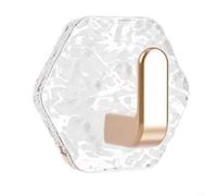 GLFLOW Lot de 10 crochets muraux hexagonaux avec motif vagues d'eau en PET transparent, autocollants sans perçage, résistants à l'humidité, pour salle de bain, cuisine (doré)