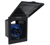 GLFLOW Prise externe étanche IP44 16 A pour camping-cars, caravanes et remorques, prise d'alimentation intégrée 220-250 V (noir)