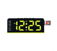 GLFLOW Réveil LED multifonction avec affichage de chevet, heure, date, température, projecteur rotatif à 180°, fonction snooze pour chambre à coucher, rose (noir jaune)