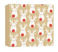 Glick Lot de 20 serviettes de Noël de luxe 3 plis, papier kraft renne fantastique, entièrement recyclables, 33 x 33 cm, ouvertes, blanc, beige et rouge