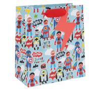 Glick Sac cadeau de luxe de taille moyenne, motif super héros pour garçons, Pop Comic, 200 x 225 x 100 mm, bleu