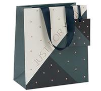 Glick Sac cadeau de luxe de taille moyenne, sac cadeau géométrique noir et blanc, sac cadeau Just for You, sac cadeau, sac cadeau, 200 x 225 x 100 mm, noir et blanc