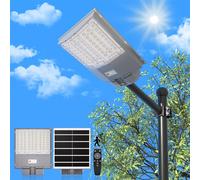 Gliese Lampadaire solaire 1000W Lampes de rue avec détecteur de mouvement Lampes solaires de jardin 72 LEDs Projecteurs solaires 15000mAh-Accu Blanc froid 4 modes
