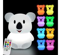 Glinrui Grande Koala Veilleuses pour enfants, lampe de chambre à coucher de bébé, lumières d'animaux pour filles et garçons décoratives, Luminosité et couleur réglables et temps de travail - grande