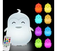 Glinrui Grande Pingouin Veilleuse pour enfants - Lumière d'allaitement, Lampe changement de couleur d'animal de décompression d'ambiance - Luminosité et couleur réglables et temps de travail - grande