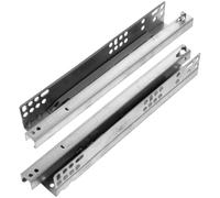 Glissières de Tiroir à Montage Inférieur Deux Sections, 2 Pièces | Acier Laminé à Froid Argenté, Rail Caché Interne, pour Meubles de Salle de Bain et Atelier
