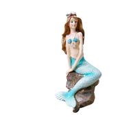 Glistenovelty Statue de sirène pour décoration de salle de bain, figurine de sirène côtière en résine de 22,6 cm pour étagère de salle de bain, sculpture de sirène sur le thème de l'océan, cadeau