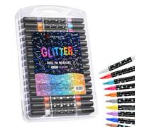 Glitter Gel Pens - Multi Color Writing Painting Art Markers | Sparkling Gel Ink Pens for Girls, Kids, Women, Easter, Christmas, Birthday, School, Journals, Crafts or Creative Projects, 16/6.3in