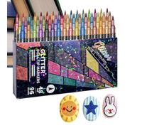 Glitter Paint Pens - Dual-End Shimmer Markers for Illustrating | Water-Based Fluid with Twin Nibs & Scintillating Pigment Kit for Crafters, Illustrators, Cousins and Students 185-210 Characters