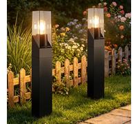 Glitzerlife Lampe De Jardin Extérieure LED Lampadaire - Lot De 2 Lampes De Chemin E27 IP65 60cm Noire Sur Pied Éclairage Jardin MAX.40W Résistant Aux Intempéries Pelouse Cour