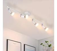Glitzerlife Plafonnier LED 4 Spots GU10 Spot de plafond Blanc Moderne | Barre de Spots Orientable Métal Luminaire Plafond Intérieur pour Cuisine Chambre Salon Couloir Sans Ampoules