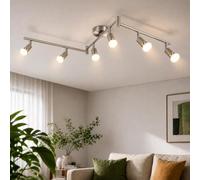 Glitzerlife Plafonnier LED 6 Flammes pour salon Spot de Plafond | Plafonnier GU10 moderne spot orientable 330° acier inoxydable idéal pour chambre coucher (ampoules non incluses)