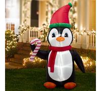 Glitzhome Décorations de Noël gonflables de 2,4 m - Pingouin Lumineux à LED - Décoration d'intérieur et d'extérieur - Décoration Gonflable pour Cour ou pelouse