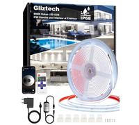 Gliztech Ruban Led Cob Exterieur IP68, Bande LED Autocollante (6500K, 7M) | Alimentation 24V Led Cob Application et Télécommande pour Avant Toit Jardin Terrasse Cuisine Salle de Bain