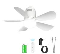 Gliztech Ventilateur de Plafond Extérieur 50CM, 20000mAh avec Lampe et Télécommande Silencieux, Ventilateur Silencieux Plafond, Pergola, Terrasse, Tente ou Parasol