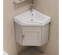 GLJTUO Ensemble robinetterie de Douche Murale et Meuble-lavabo d'angle avec lavabo - Bac à lessive en céramique combiné avec Robinet d'eau Chaude et Froide pour Petits espaces