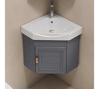 GLJTUO Ensemble robinetterie de Douche Murale et Meuble-lavabo d'angle avec lavabo - Bac à lessive en céramique combiné avec Robinet d'eau Chaude et Froide pour Petits espaces