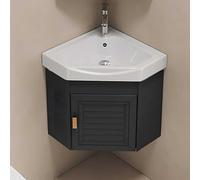 GLJTUO Ensemble robinetterie de Douche Murale et Meuble-lavabo d'angle avec lavabo - Bac à lessive en céramique combiné avec Robinet d'eau Chaude et Froide pour Petits espaces