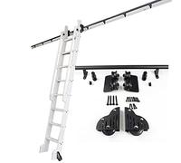 GLJTUO Kit d'échelle coulissante sur Rail pour bibliothèque | Échelles roulantes pour étagères, entrepôts, Bars, placards, kit de quincaillerie pour échelle Mobile, avec roulett,Onecolor-3.3ft/100cm