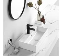 GLJTUO Lavabo Vasque à Poser, Mini Vasque Murale en céramique, lavabo rectangulaire Suspendu pour Couloir, Balcon ou Garage,White-55x31x13cm