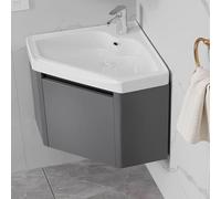 GLJTUO Meuble-lavabo d'angle Mural Blanc avec lavabo et Robinet, Design Moderne, combiné lavabo/évier pour la Cuisine ou Le Salon, avec bonde.