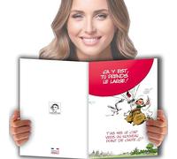 GLMX-2021 Maxi Grande Carte GASTON LAGAFFE Départ Retraite ou Déménagement avec Enveloppe Au Revoir Bonne Chance Bon Vent Ballon Pot Collègue Travail Quitter Entreprise Format A4 Géant Illustré