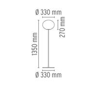 FLOS Lampadaire Glo-Ball F1 Verre opale blanc Pied argent mat H 135 cm