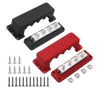 Gloaso Bornier 12V-48V cc Bus Bar 600A barre de bus en cuivre Heavy Duty 4X M10 boulon terminal panneau de distribution 600 Amp batterie Busbar pour solaires voiture motorhome marine, noir& rouge