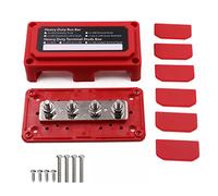 Gloaso Bornier 12V Barre de bus 300A Blocs de distribution robuste Poteaux 4X M8 Borne Distribution Batterie Bus Bar 12 Volt - 48V CC pour voiture/RV/Bateau/Marine/Système solaire, Rouge