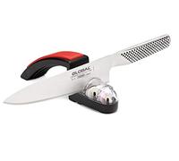 Global G-2220BR Couteau de Chef MinoSharp G2 + Schleifer Schwarz/Rot