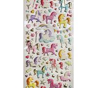 Global Gift Autocollants réutilisables - Relief 3D - Licornes - Dorures