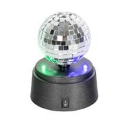 Global Gizmos 45839 Mini boule à facettes éclairée avec lumières LED efficaces, diamètre 7,6 cm, idéal pour les tables, les fêtes d'enfants, etc. Argenté