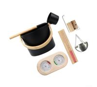 GLOBALHUT Kit Sauna Complet Seau pour Bois Cèdre 30cm avec Louche Kit Sauna | Seau 30cm, louche ergonomique, bol aromathérapie, cèdre canadien, résistance chaleur