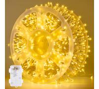 GlobaLink 25M Guirlande Lumineuse à Piles, 1000Leds 8 Modes Lumière Sapin de Noël Chronométré IP44 Guirlande Lumineuse Intérieur et Extérieur pour Jardin, Balcon,Terrasses et Arbre de Noël-blanc chaud
