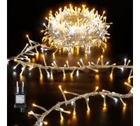 GlobaLink Guirlande Lumineuse de Noël, 10M 500LED-Blanc chaud | 9 Mode Guirlande Lumineuse Effet Cascade Fluide & Éclairage Fixe avec Mémoire pour Décoration Extérieure Jardin Balcon Toit
